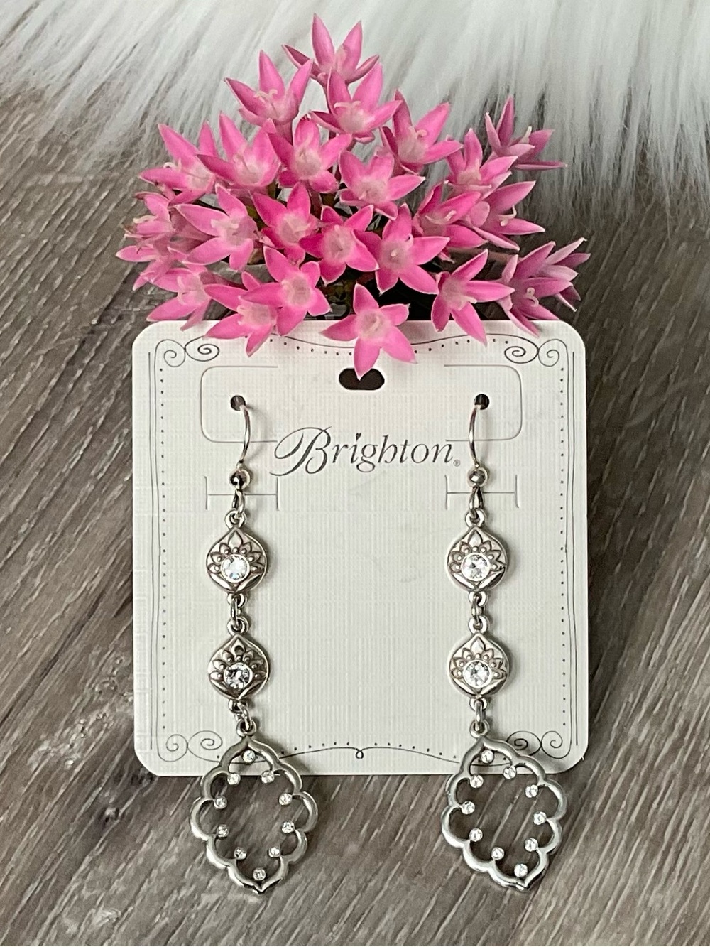 ✨ BRIGHTON Filigree Crystal Accented French Wire Dangle Earrings